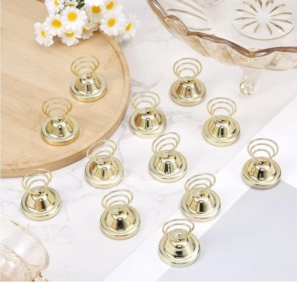 New 24 pcs Table Number Holders, Metal Finish Wire Picture Holders Place Card